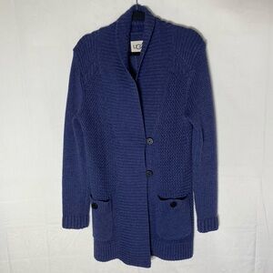 UGG Navy Blue Knit Button Front Shawl Collar Cardigan M